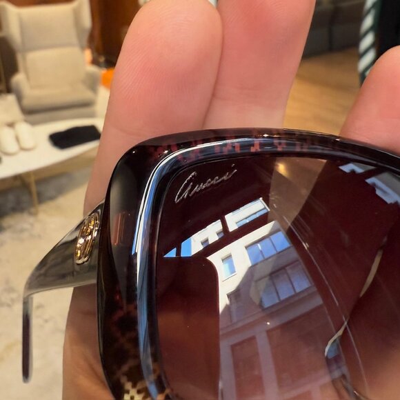 Gucci GG3575 Brown Gradient Diamantissima Rectangular Sunglasses - Picture 8 of 10